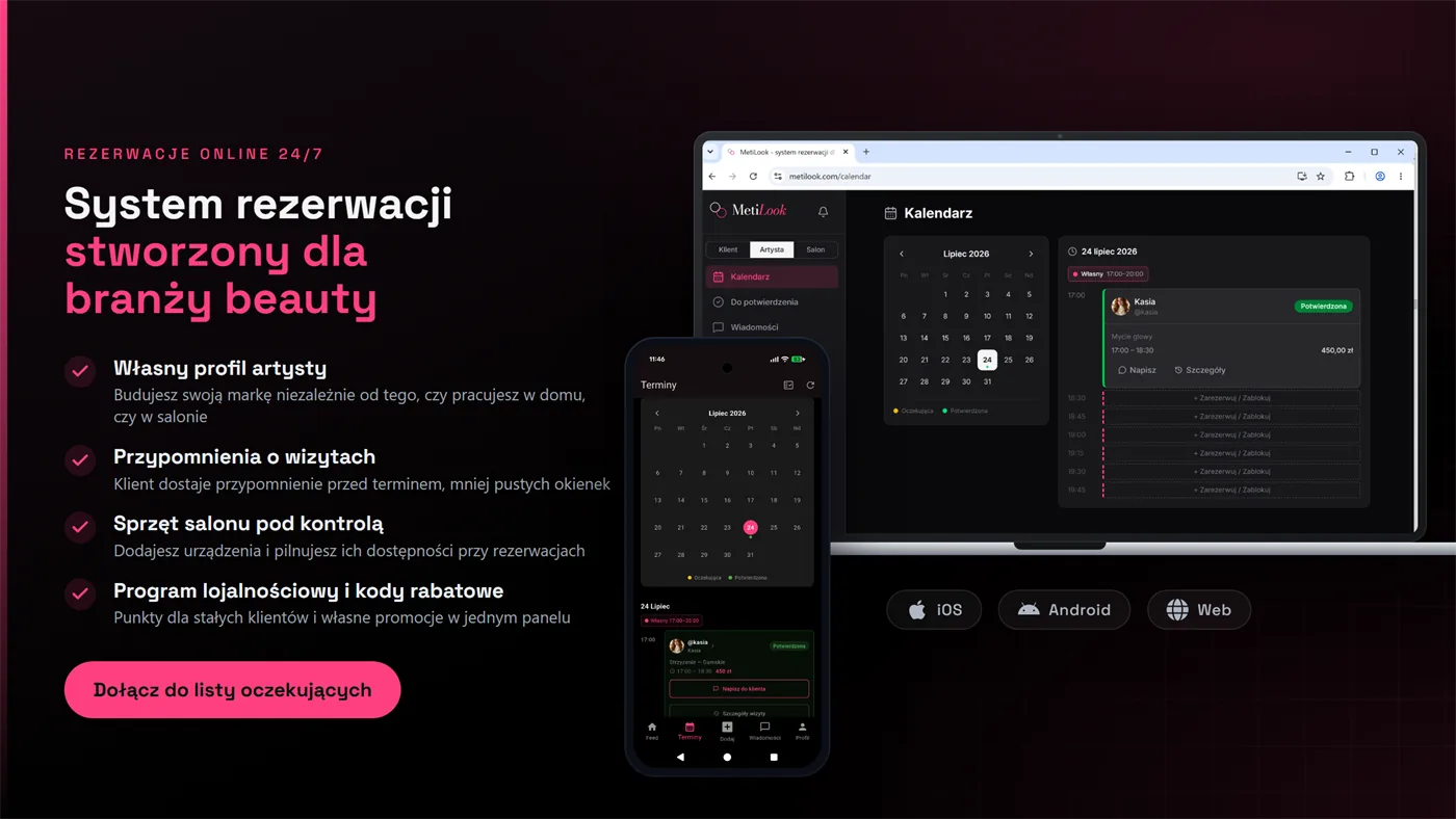 MetiLook - kalendarz rezerwacji